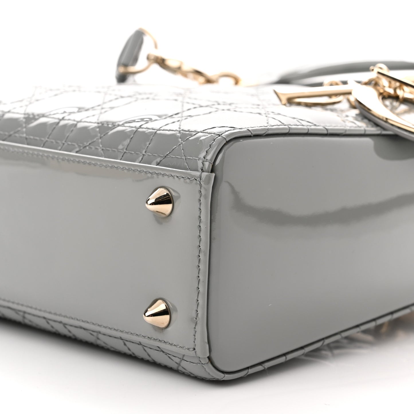 Patent Cannage Small Lady Dior Grey