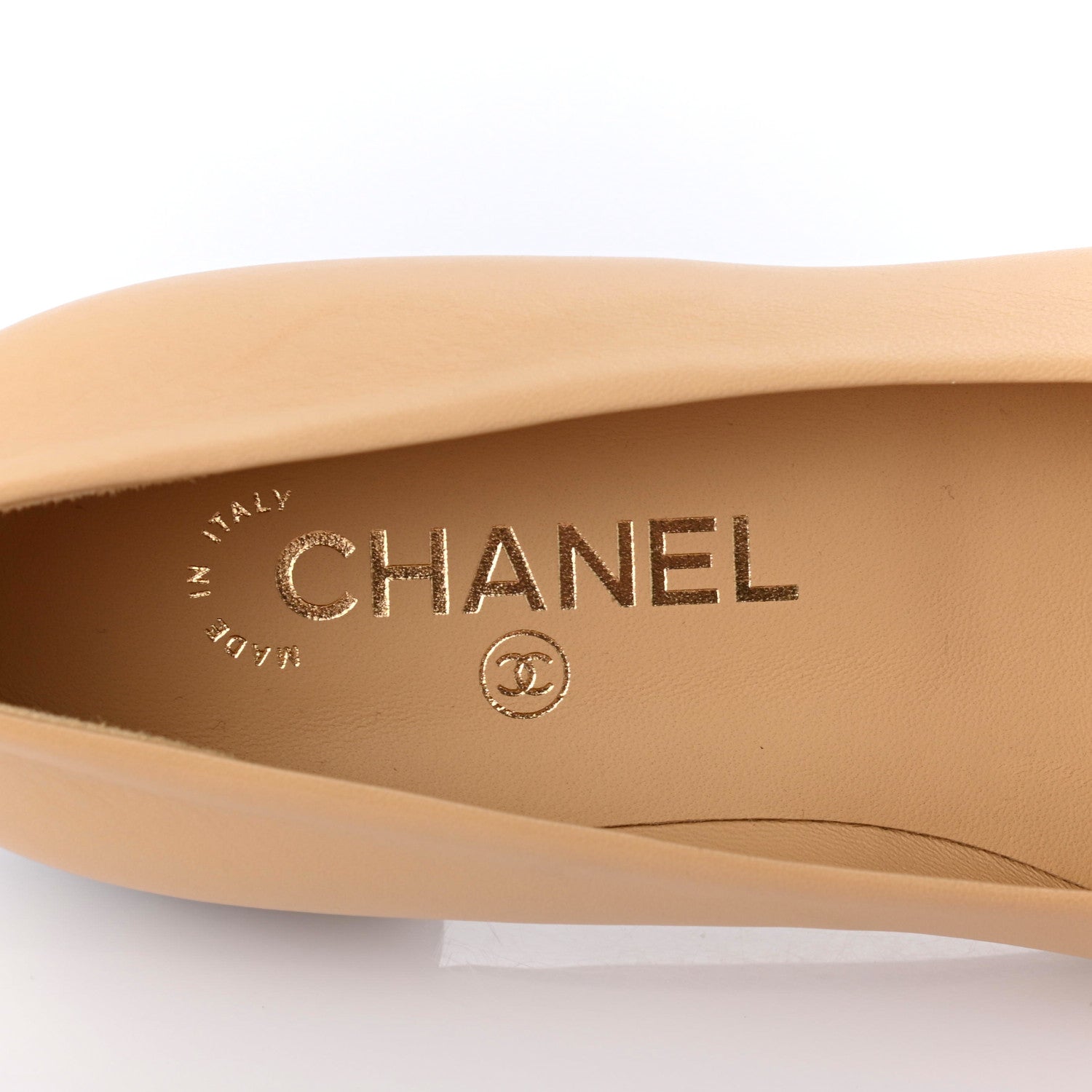 Chanel Lambskin Grosgrain Cap Toe Ballerina Flats 35.5 Beige Black 7 of 8