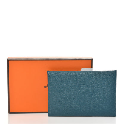 Hermes Chevre Mysore Calvi Card Case Vert Bosphore 8 of 8