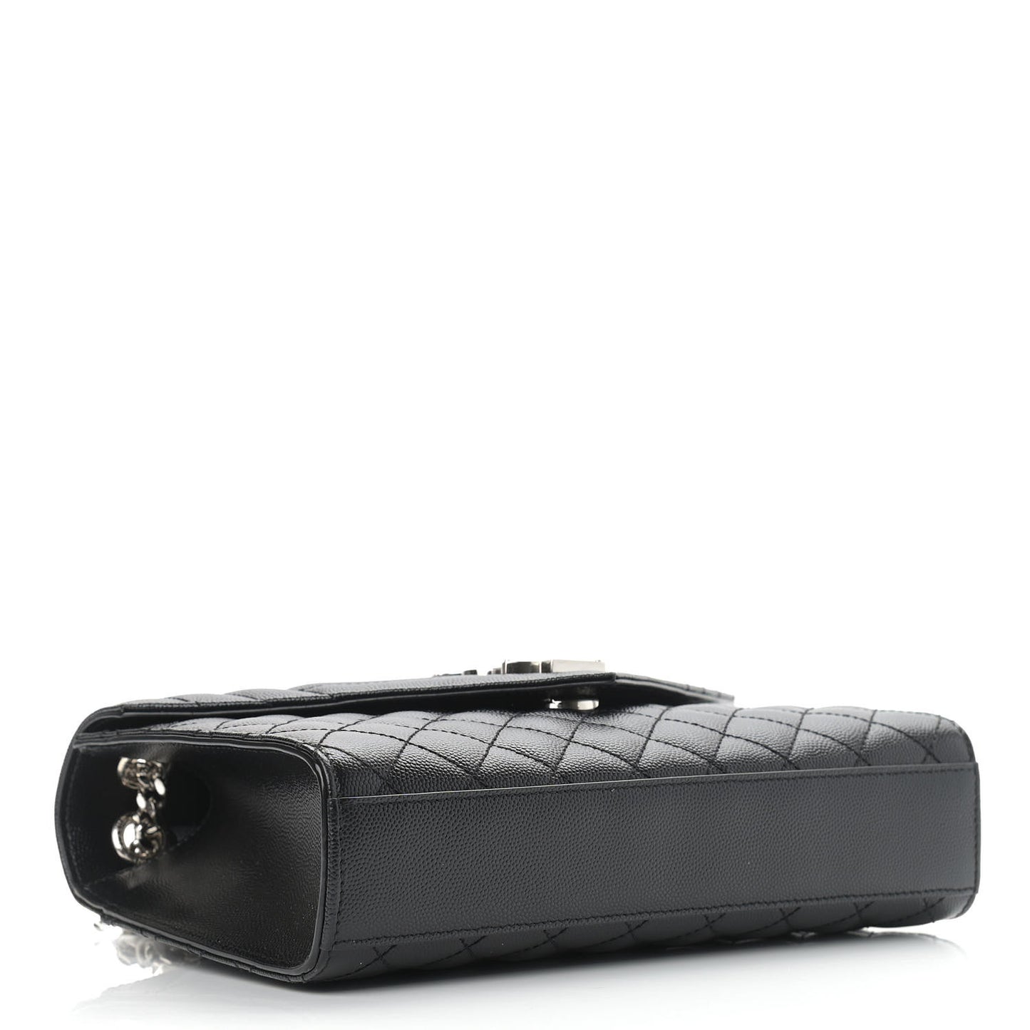 Grain De Poudre Textured Mixed Matelasse Triquilt Medium Monogram Satchel Black