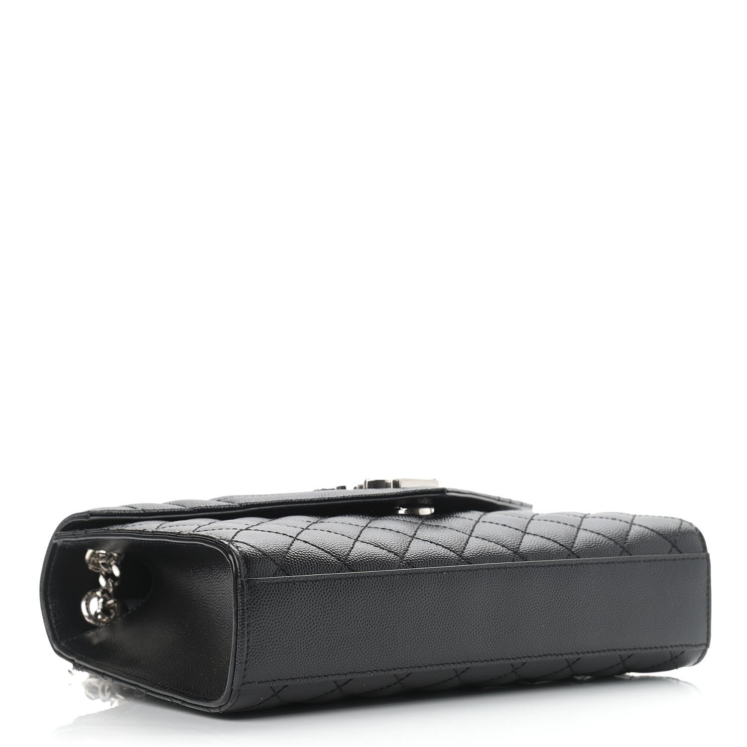 Saint Laurent Grain De Poudre Textured Mixed Matelasse Triquilt Medium Monogram Satchel Black 4 of 9