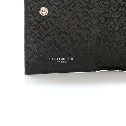 Saint Laurent Grain De Poudre Matelasse Chevron Monogram Zipped Two-Part Wallet Black 10 of 16