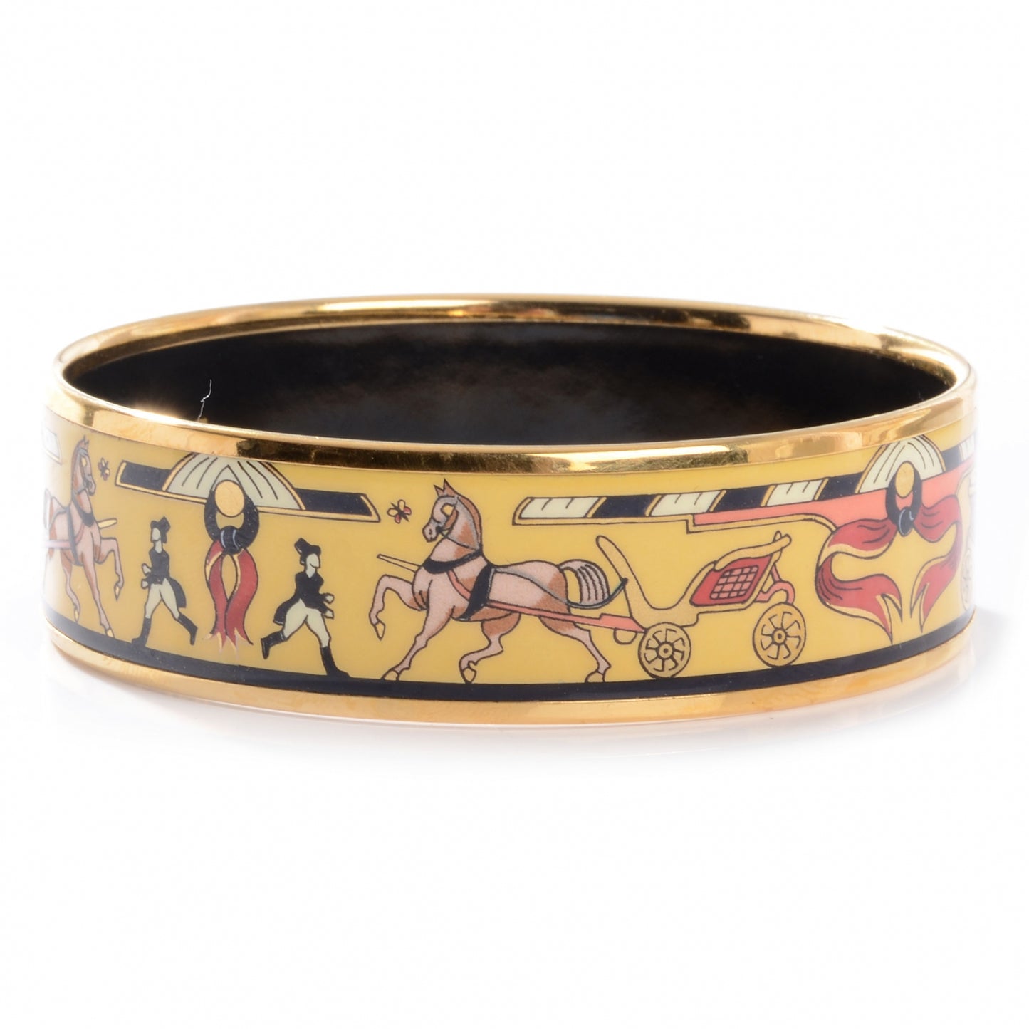 Enamel Printed Chariots Wide Bracelet 70 Yellow