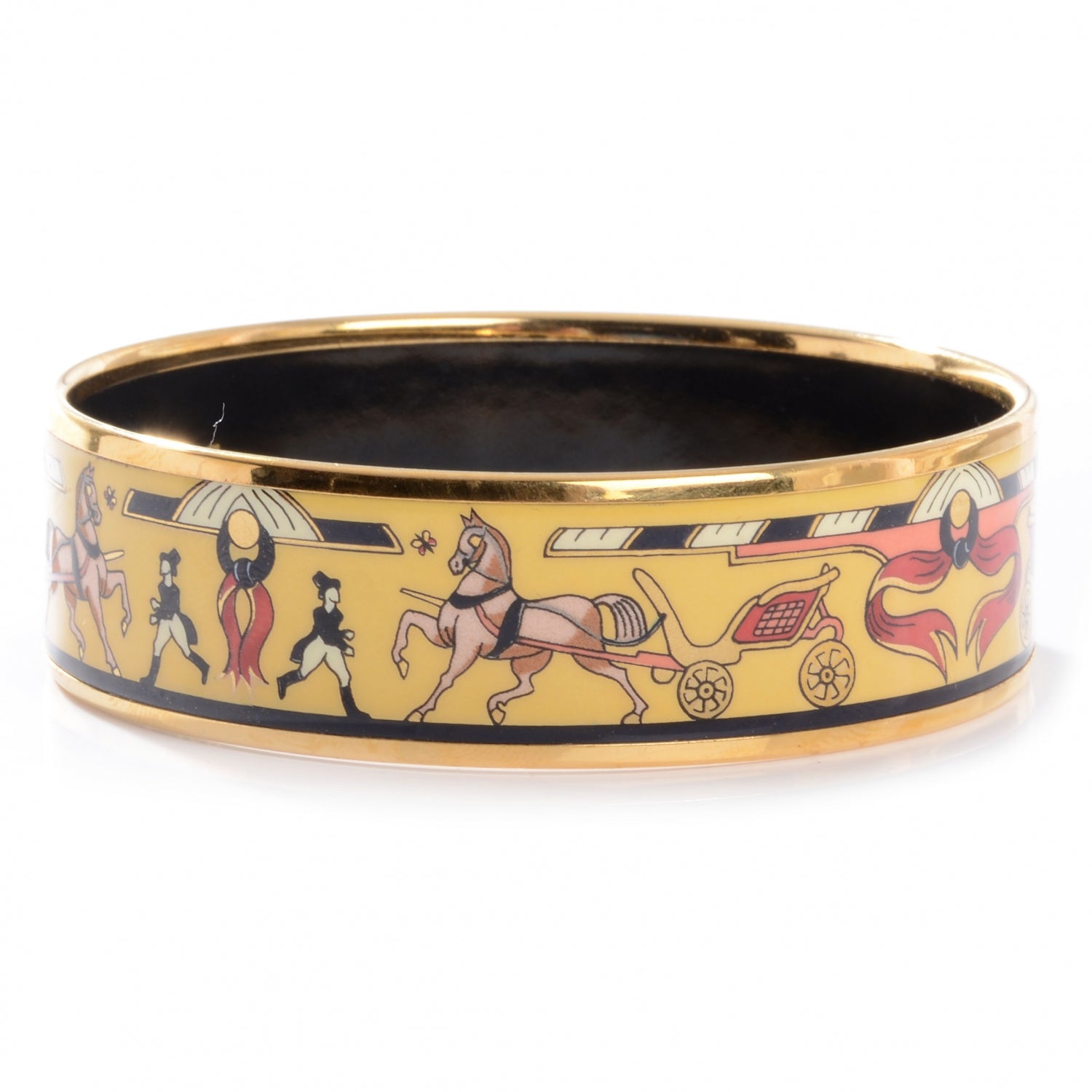 Hermes Enamel Printed Chariots Wide Bracelet 70 Yellow 4 of 4