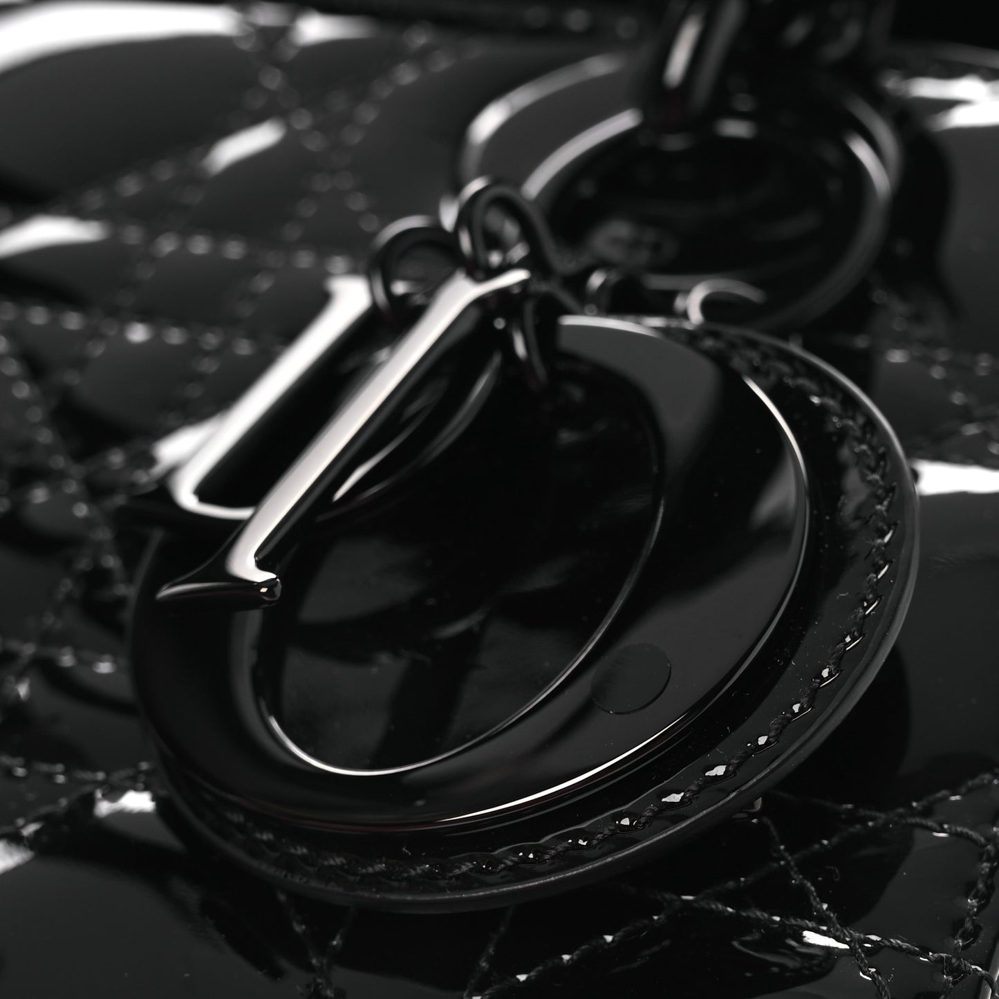 Ultraglossy Patent Cannage Small Lady Dior Black