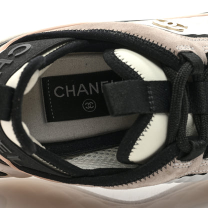 Chanel Fabric Suede Calfskin CC Sneakers 39 Pink Grey 7 of 8