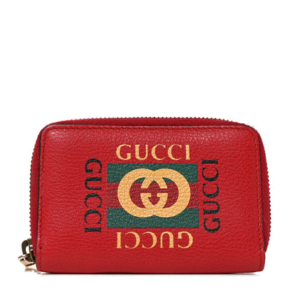 Gucci Calfskin Logo Zip Around Card Case Hibiscus Red 1 of 6
