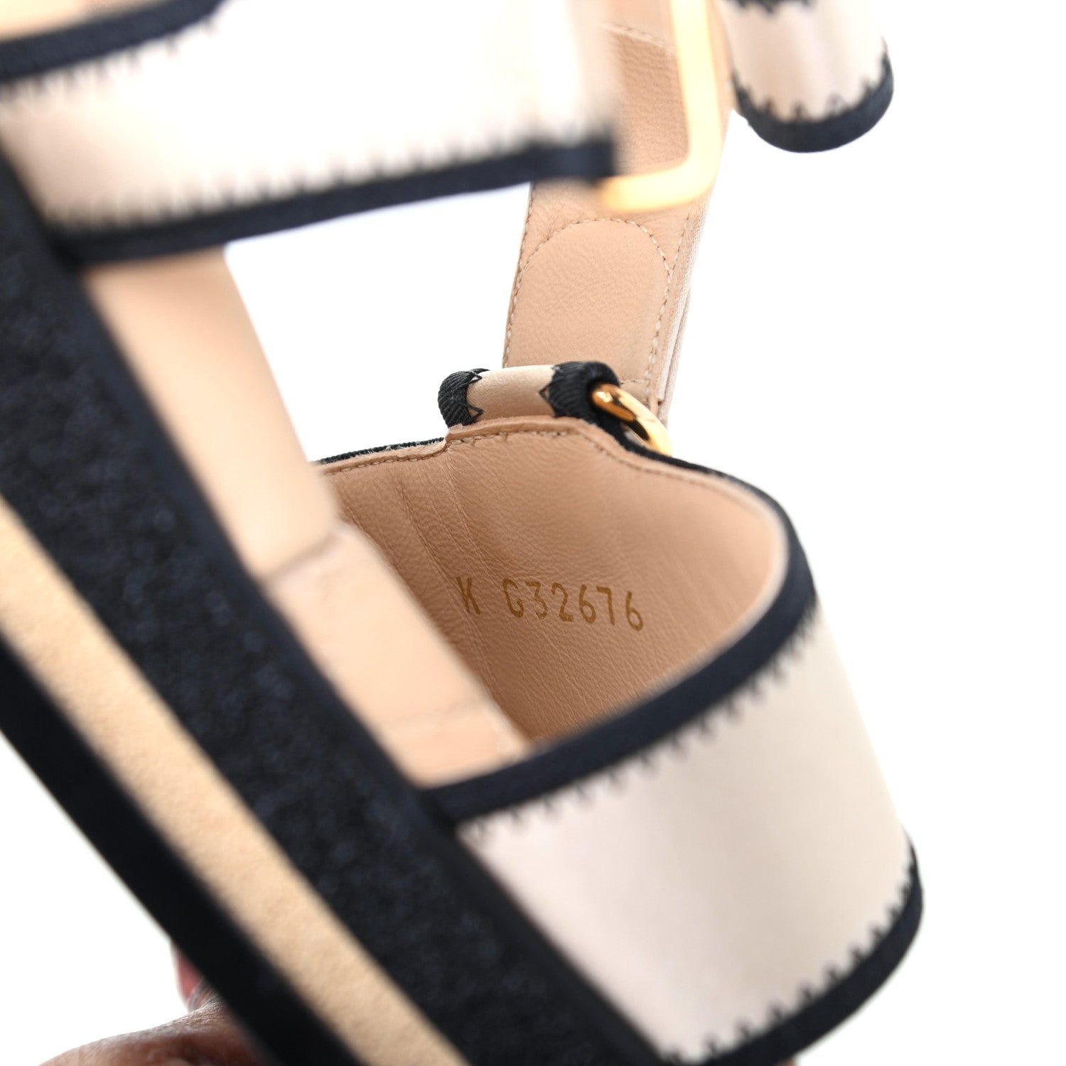 Chanel Satin CC Platform Sandals 37 Beige Black 7 of 15