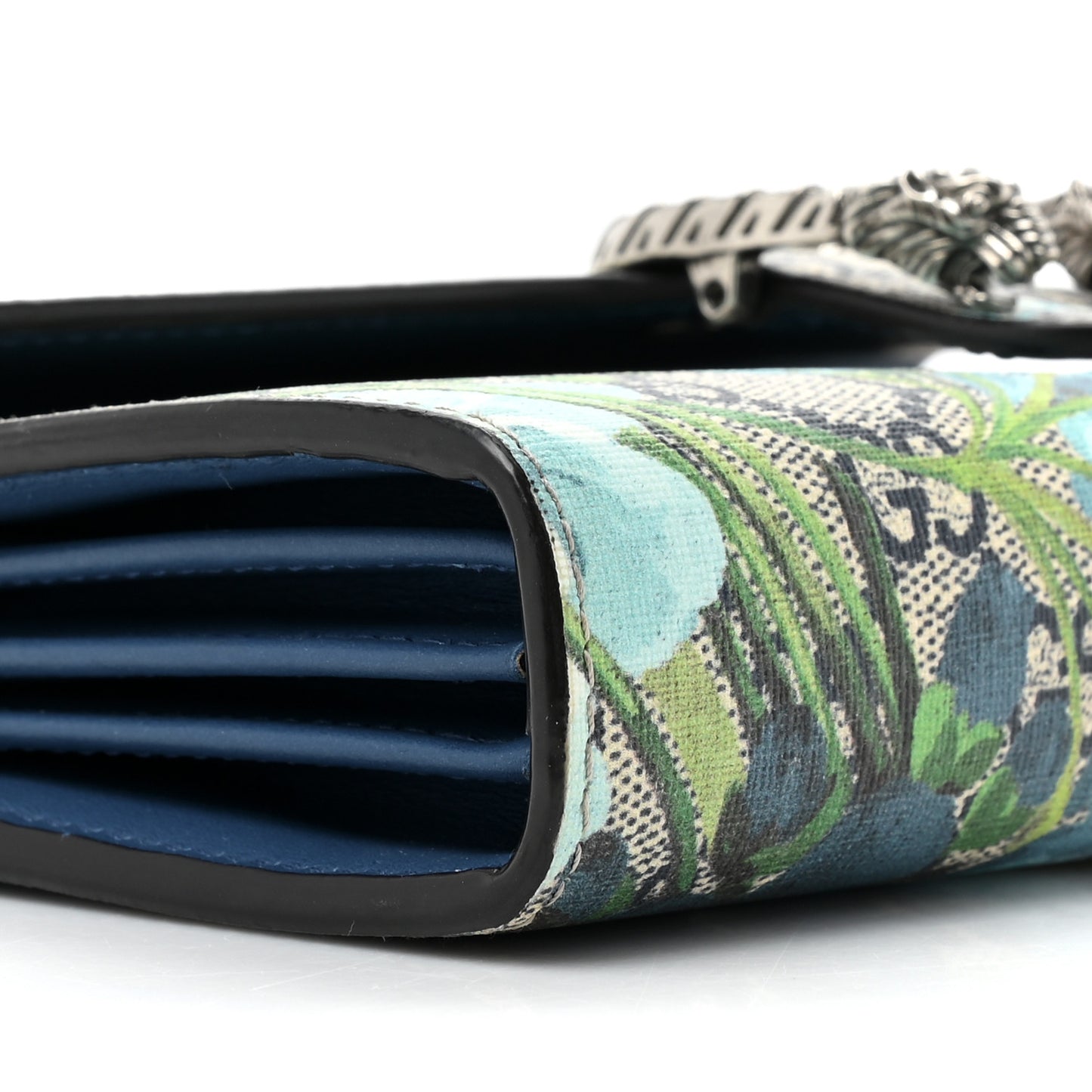 GG Supreme Monogram Blooms Mini Dionysus Chain Wallet Beige Blue Navy Vintage Blue