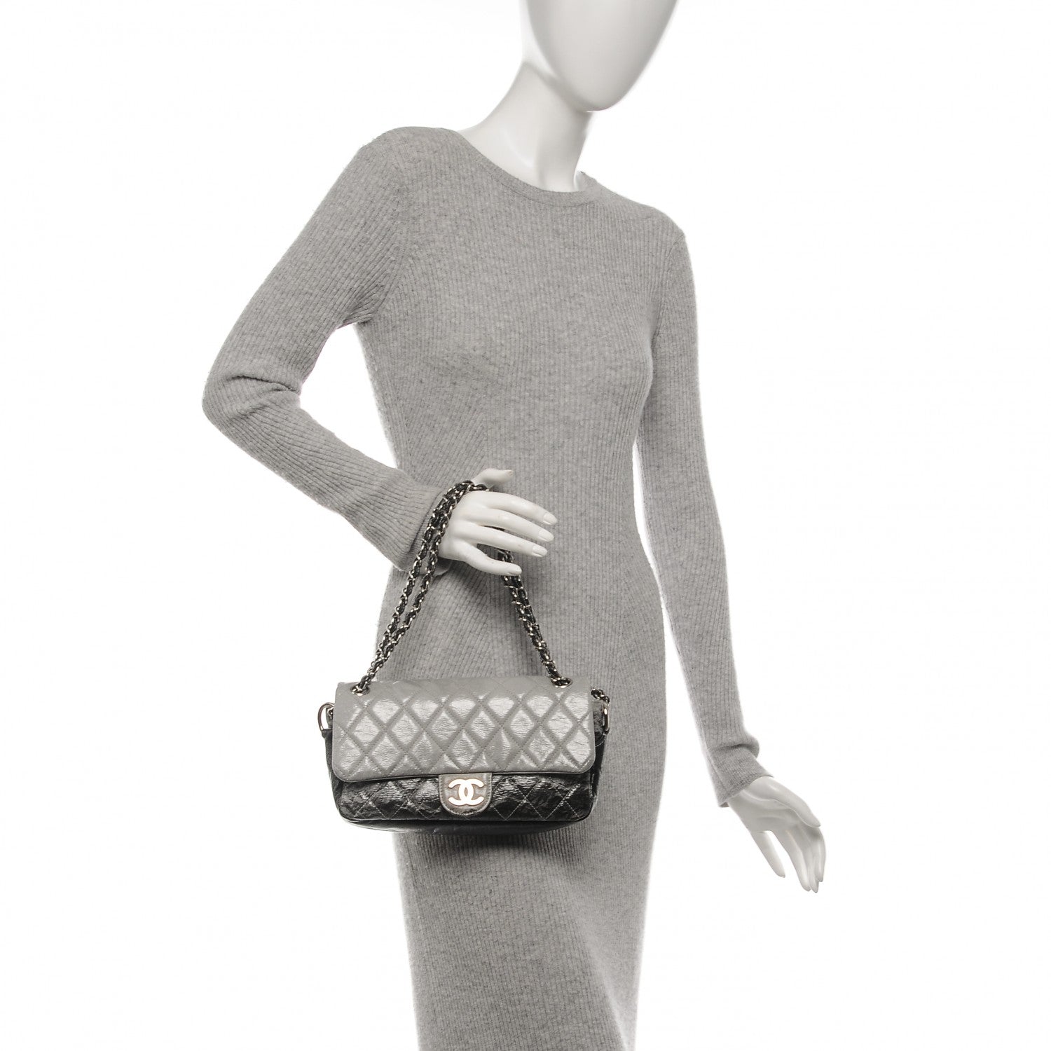 Chanel Vinyl Quilted Small Melrose Degrade Flap Black 2 of 9