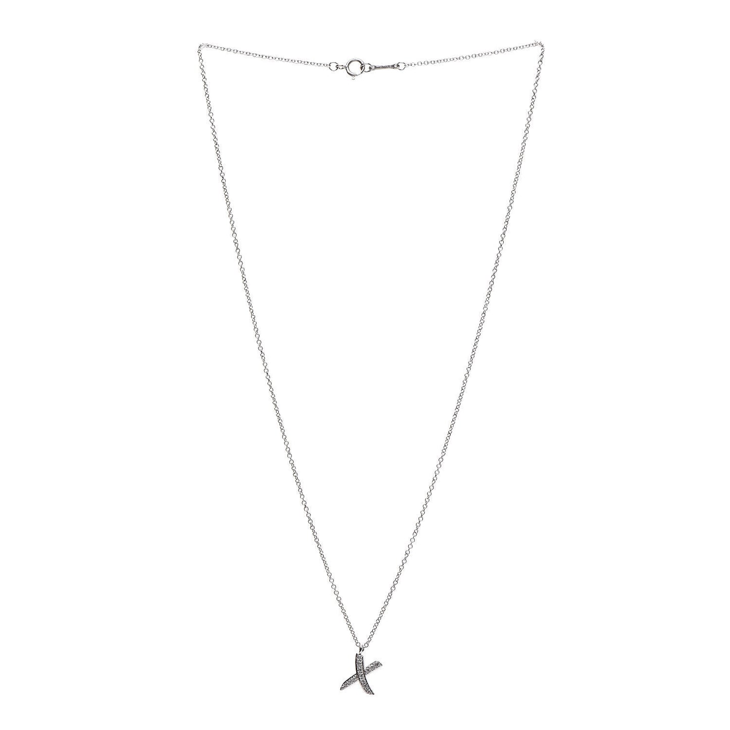18K White Gold Diamond Paloma Picasso Graffiti X Pendant Necklace