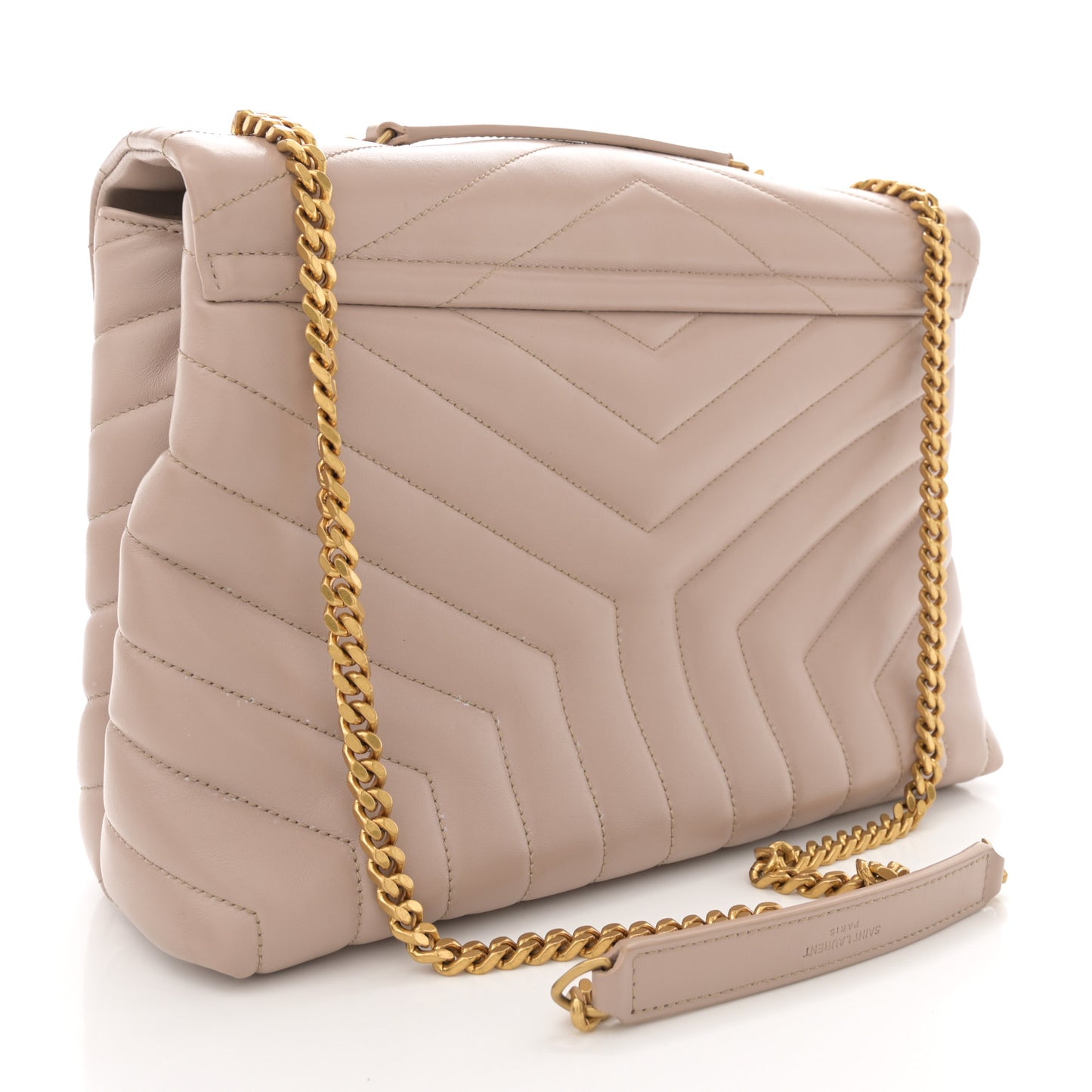 Calfskin Y Quilted Monogram Medium Loulou Chain Satchel Light Natural