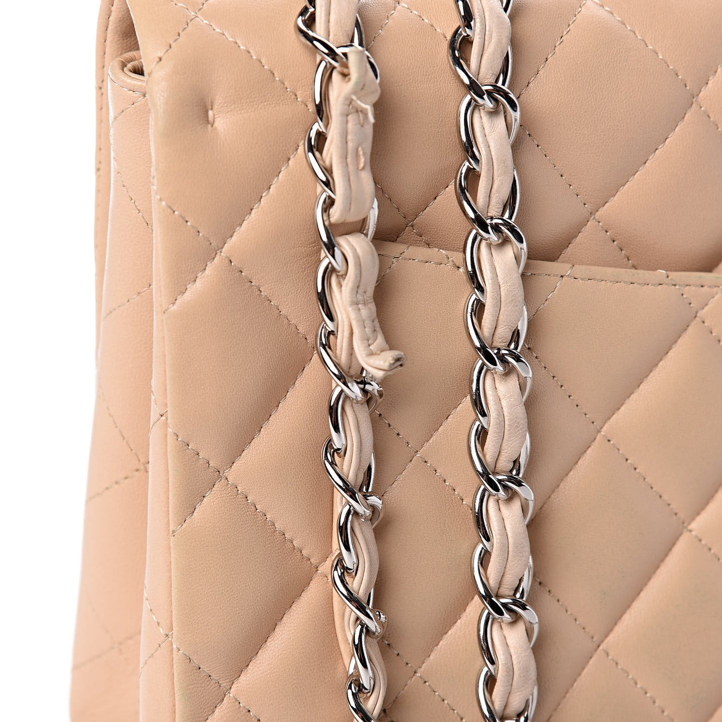 Lambskin Quilted Jumbo Single Flap Beige Clair