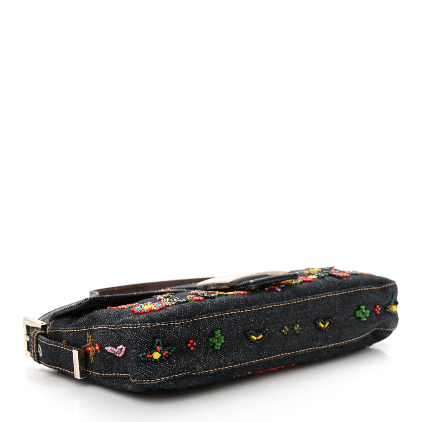 Denim Ricami Beaded Baguette Blue