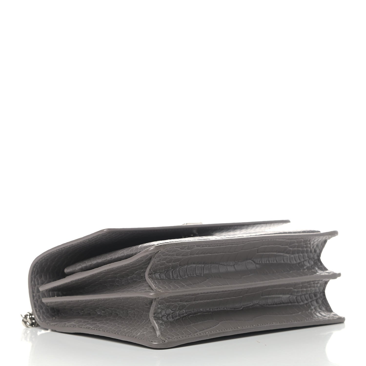 Saint Laurent Calfskin Crocodile Embossed Medium Monogram Sunset Fog 3 of 7