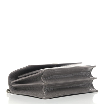 Saint Laurent Calfskin Crocodile Embossed Medium Monogram Sunset Fog 3 of 7