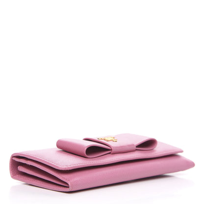 Prada Saffiano Bow Continental Wallet Begonia 3 of 10