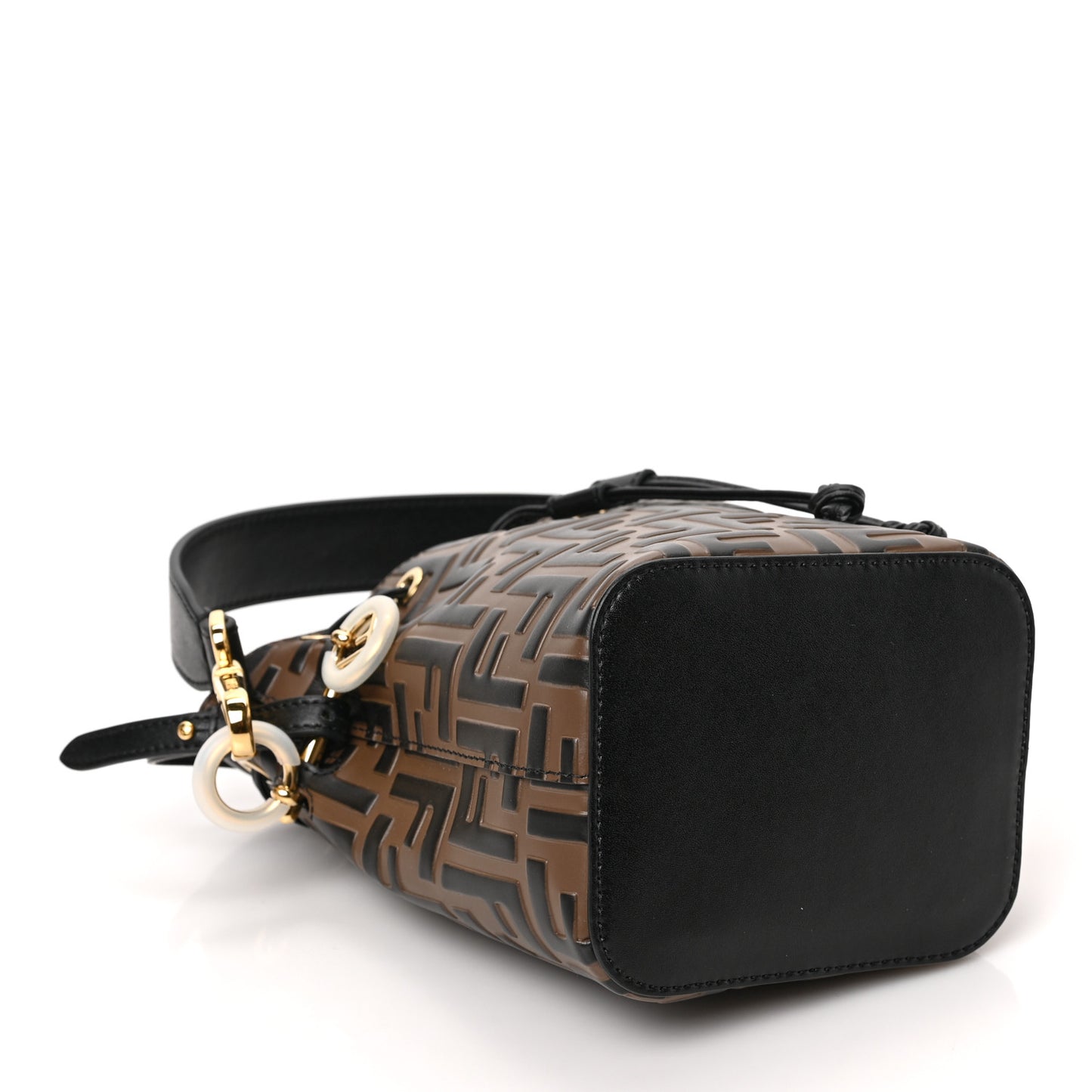 Vitello Liberty F is Fendi Bi-Color FF 1974 Embossed Mini Mon Tresor Bucket Bag Maya Black