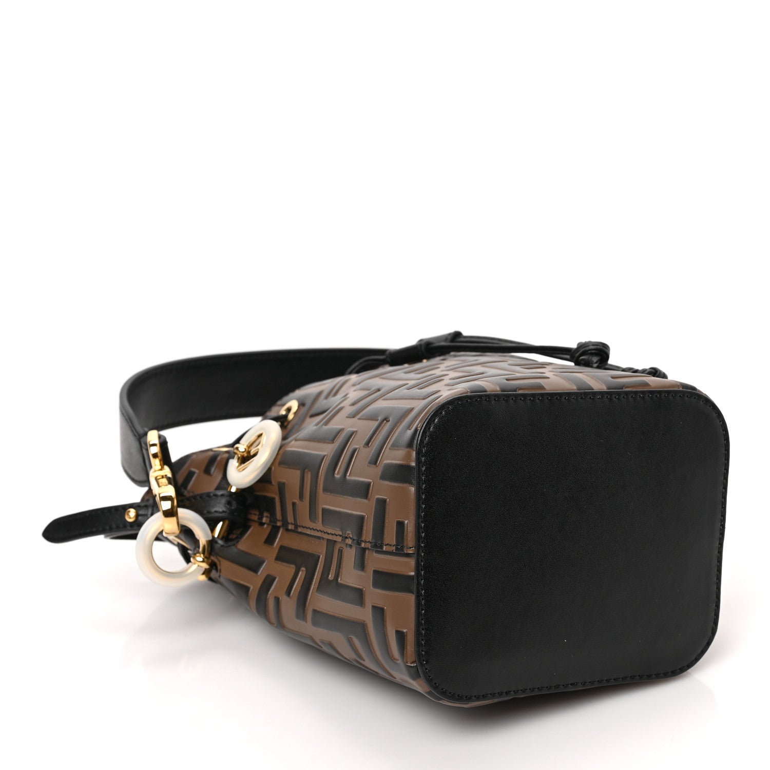 Fendi Vitello Liberty F is Fendi Bi-Color FF 1974 Embossed Mini Mon Tresor Bucket Bag Maya Black 4 of 10