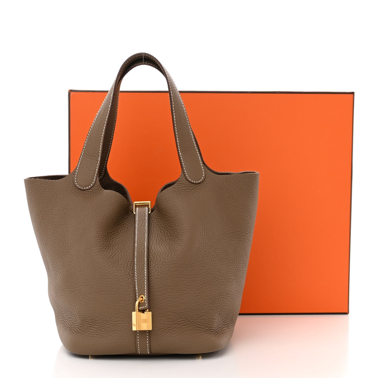 Hermes Taurillon Clemence Picotin Lock 22 MM Etoupe 11 of 11