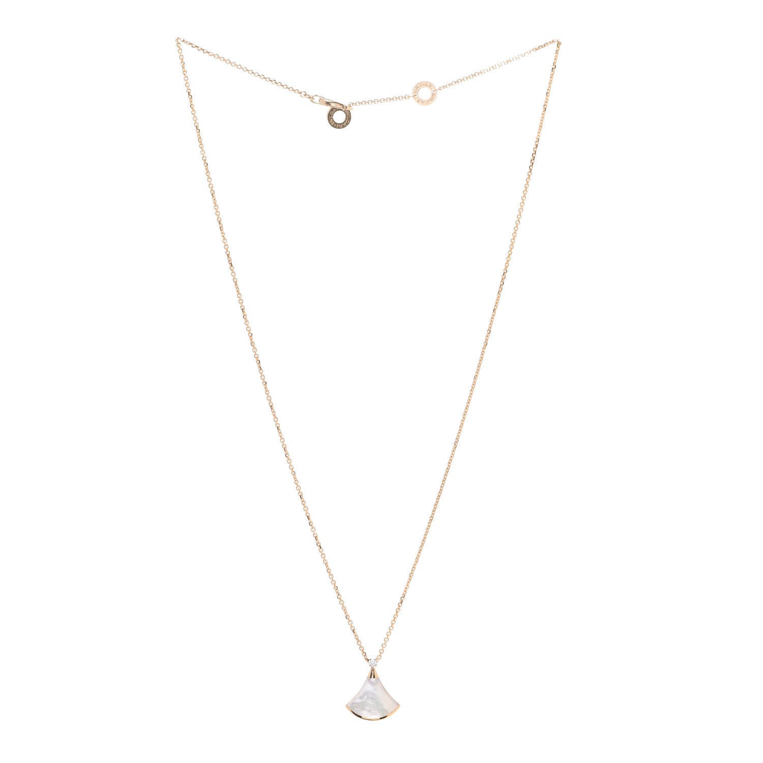 Bulgari 18K Yellow Gold Diamond Mother of Pearl Small Divas' Dream Pendant Necklace 3 of 8
