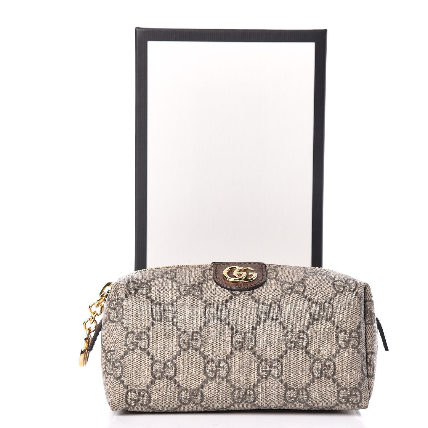 Soft GG Supreme Monogram Calfskin Small Ophidia Cosmetic Case Beige Ebony New Acero