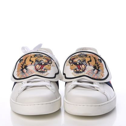 Gucci Calfskin Ayers Web Tiger Embroidered Mens Ace Sneakers7.5 White 2 of 12
