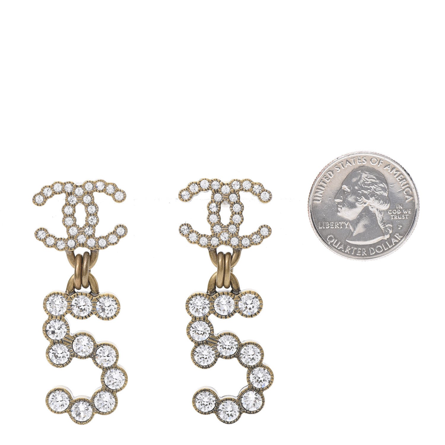 Chanel Metal Crystal City of Lights No 5 Drop Earrings Gold 2 of 5