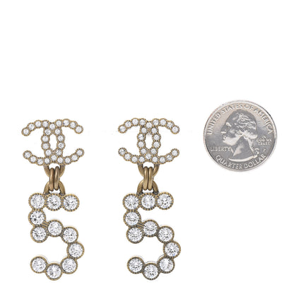 Chanel Metal Crystal City of Lights No 5 Drop Earrings Gold 2 of 5