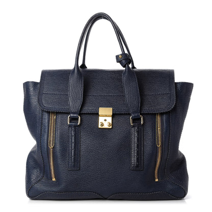 3.1 Phillip Lim Textured Calfskin Large Pashli Satchel Ink 1 of 10