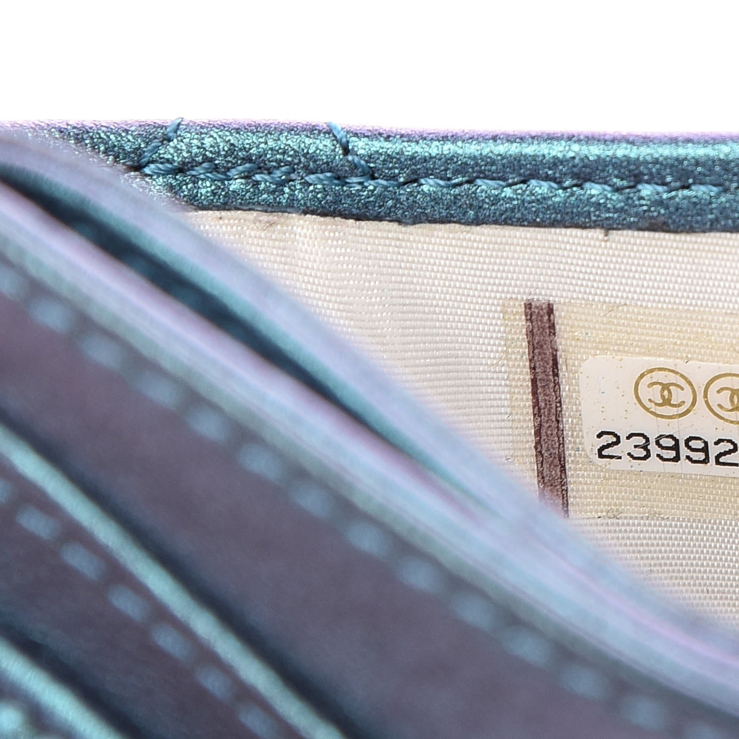 Chanel Metallic Lambskin Quilted Card Holder Turquoise 5 of 7