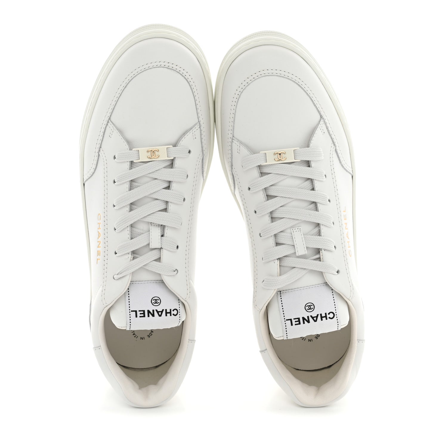 Calfskin Mens CC Sneakers 43 White