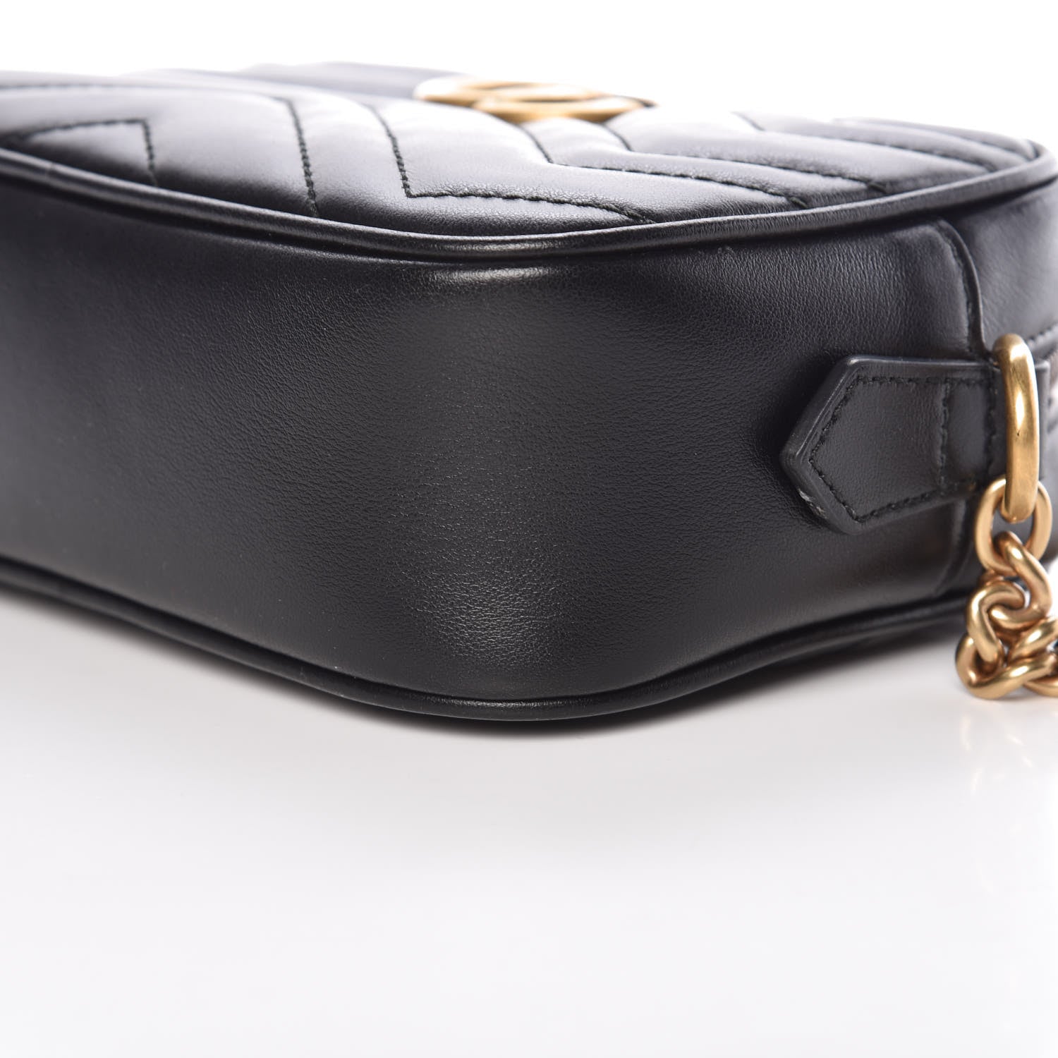 Gucci Calfskin Matelasse Mini GG Marmont Chain Shoulder Bag Black 6 of 9