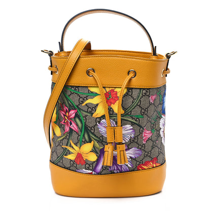 Gucci GG Supreme Monogram Flora Small Ophidia Bucket Bag Beige Multicolor Crop 1 of 11