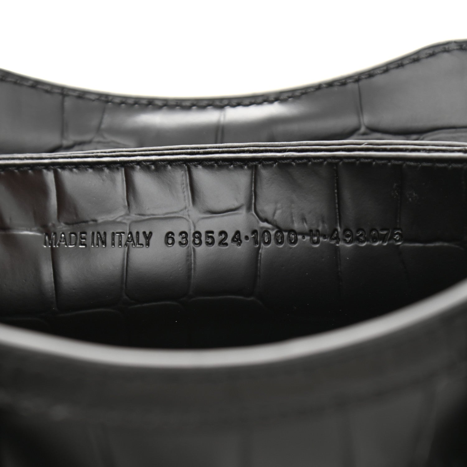 Balenciaga Semi Shiny Calfskin Crocodile Embossed Neo Classic Black Hardware Mini City Black 8 of 13