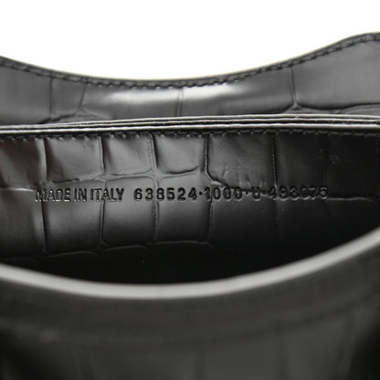 Balenciaga Semi Shiny Calfskin Crocodile Embossed Neo Classic Black Hardware Mini City Black 8 of 13