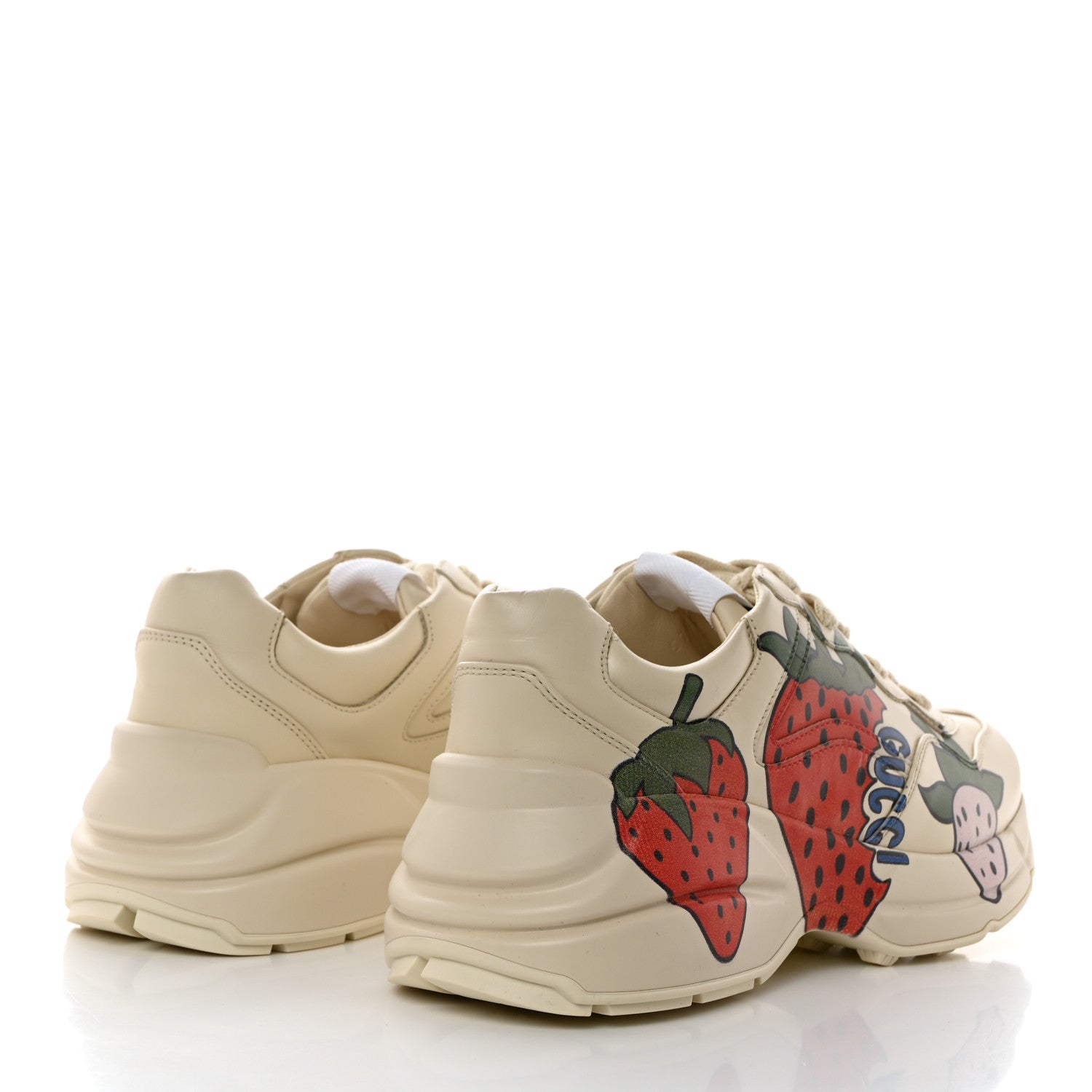 Gucci Apollo Calfskin Strawberry Womens Rhyton Sneakers 38 Ivory 4 of 9