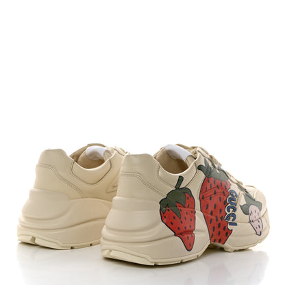 Gucci Apollo Calfskin Strawberry Womens Rhyton Sneakers 38 Ivory 4 of 9