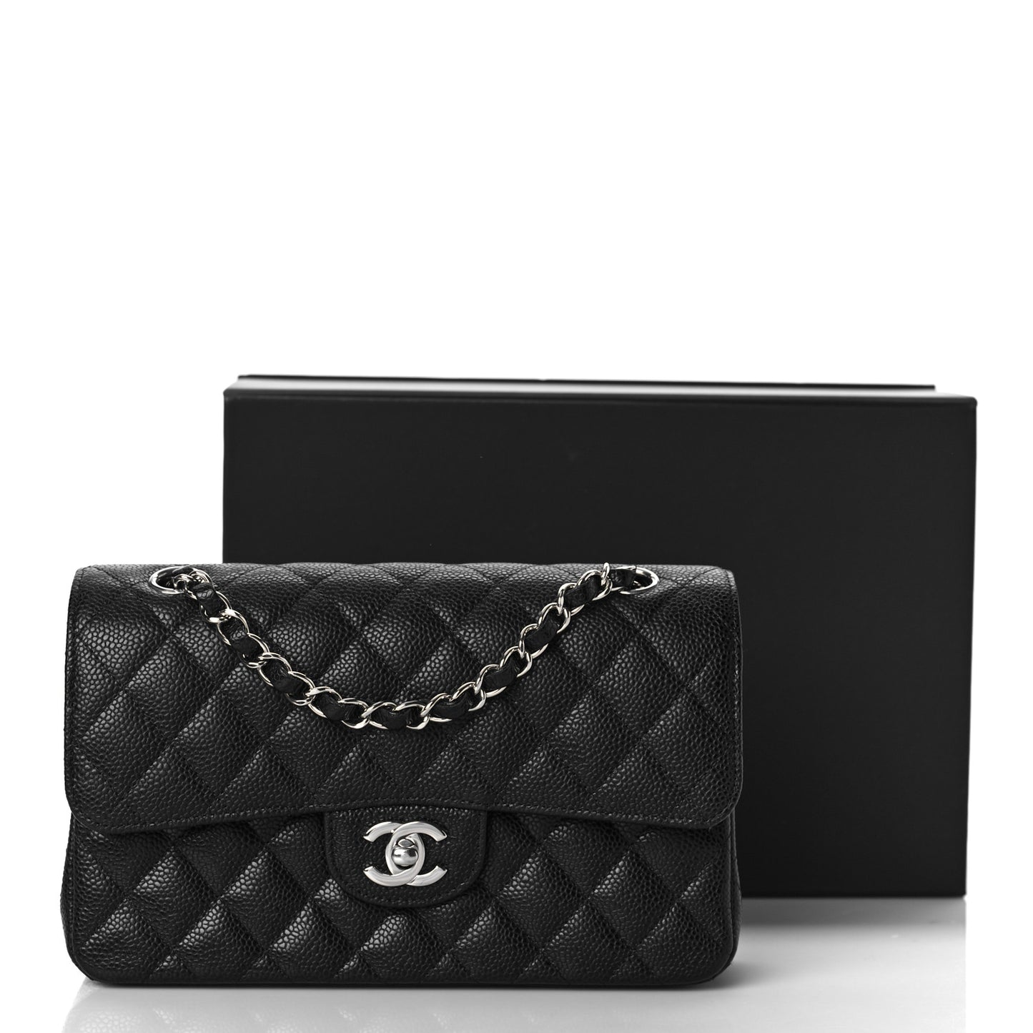 Caviar Quilted Small Double Flap Black