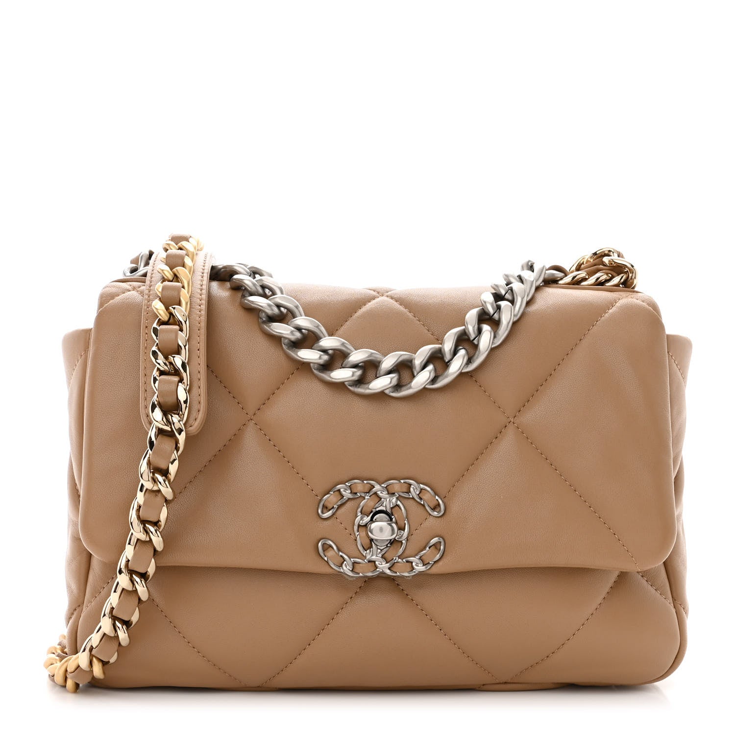 Chanel Lambskin Quilted Medium Chanel 19 Flap Dark Beige 1 of 10