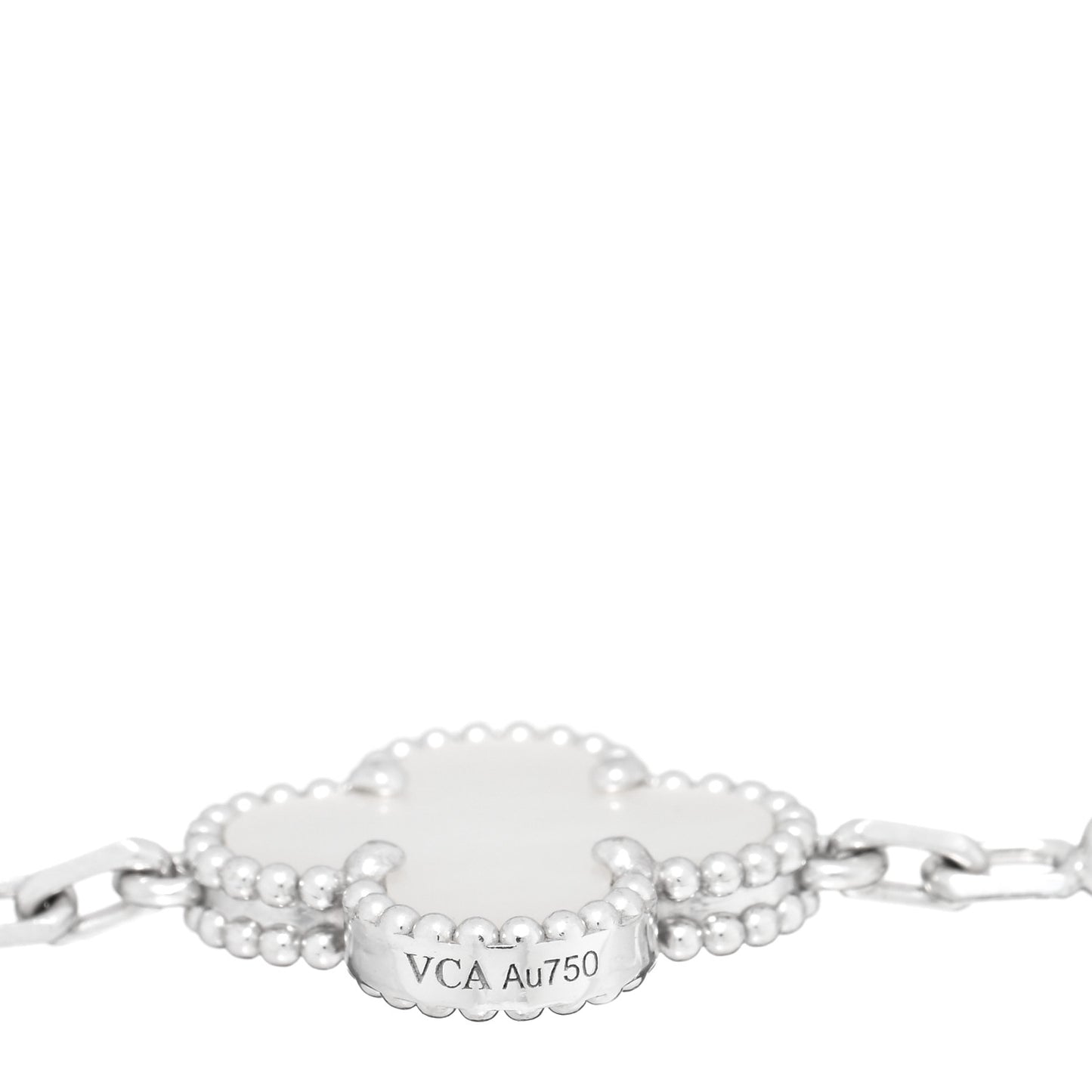 18K White Gold Mother of Pearl 5 Motifs Vintage Alhambra Bracelet