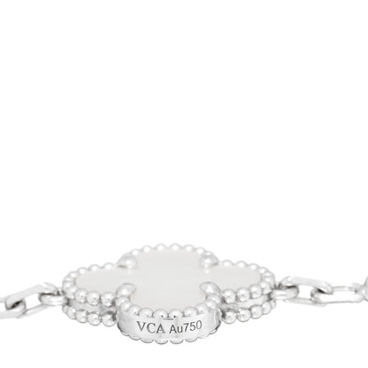 Van Cleef & Arpels 18K White Gold Mother of Pearl 5 Motifs Vintage Alhambra Bracelet 3 of 4