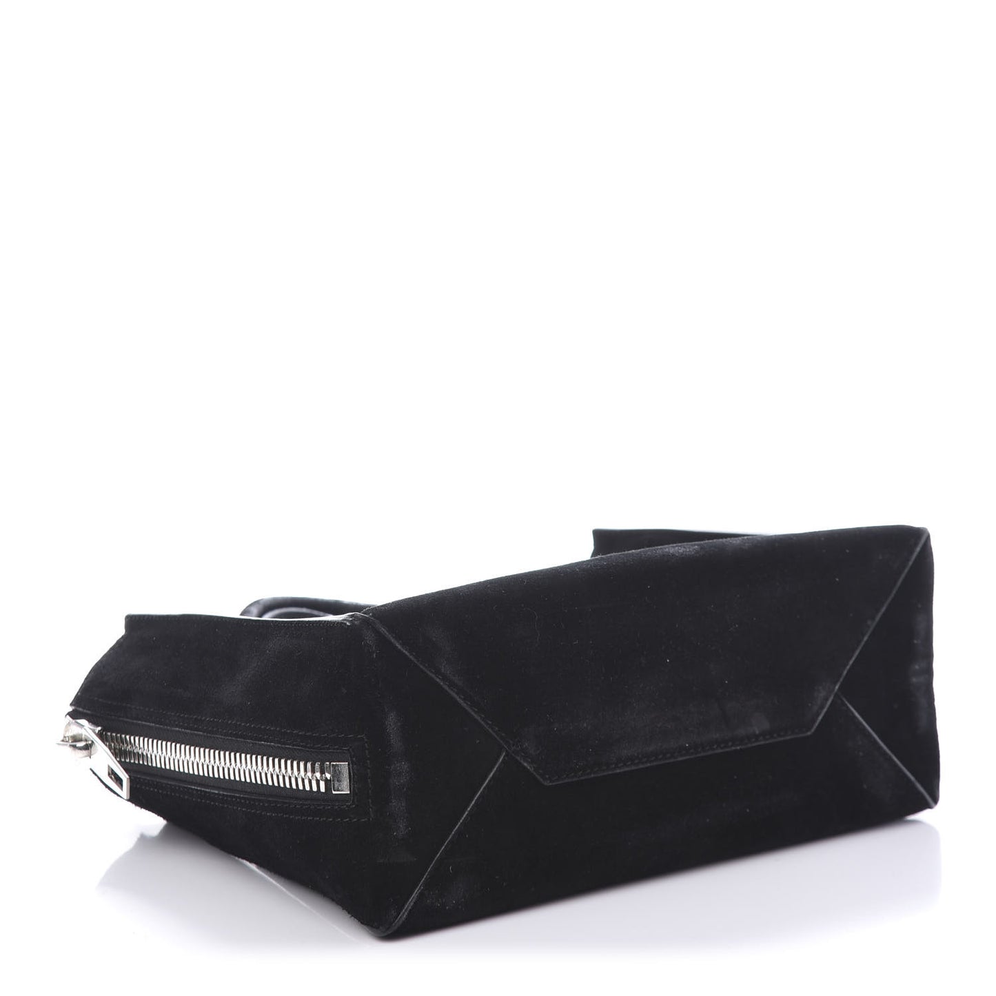 Baby Daim Suede Plate Hardware Papier A6 Zip Around Tote Black