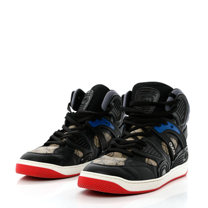 Gucci Demetra GG Supreme Monogram Mens Basket High Top Sneakers 11 Black Beige Ebony Grey 3 of 8