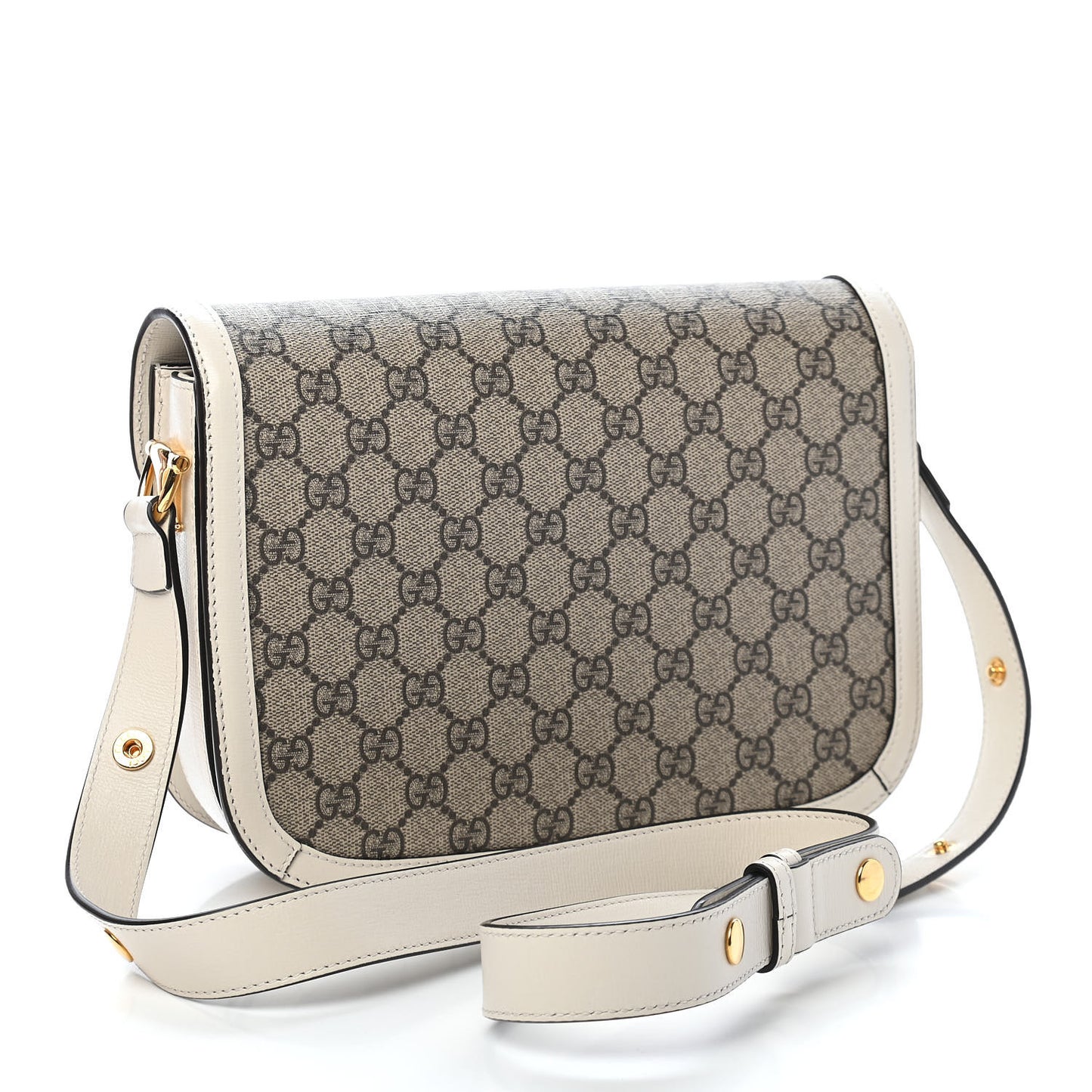 GG Supreme Monogram Horsebit 1955 Shoulder Bag Beige Mystic White