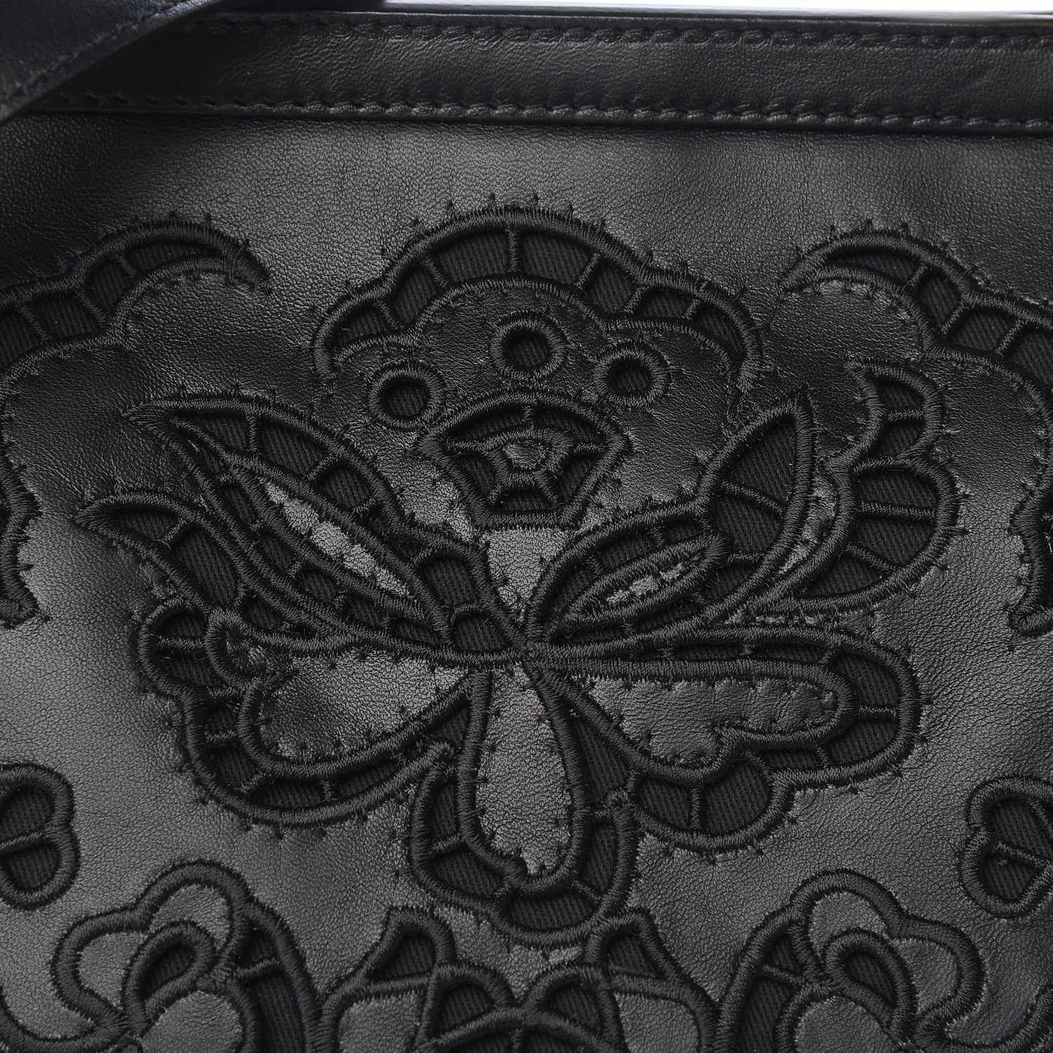 Dolce & Gabbana Lambskin Large Embroidered Laser Cut Miss Sicily Satchel Black 9 of 9
