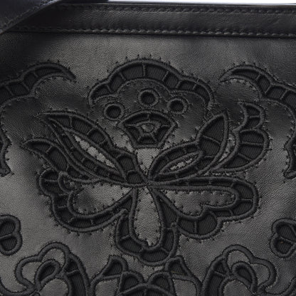 Dolce & Gabbana Lambskin Large Embroidered Laser Cut Miss Sicily Satchel Black 9 of 9