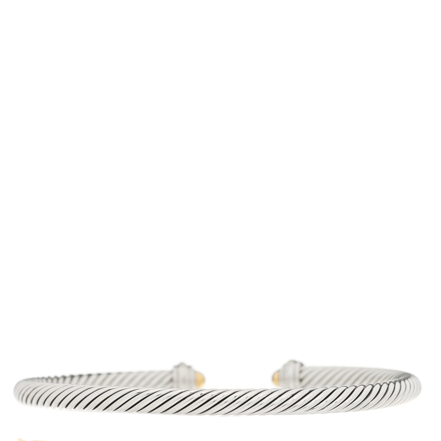 David Yurman Sterling Silver 18K Yellow Gold Diamond 4mm Dome Cable Classics Bracelet 2 of 3
