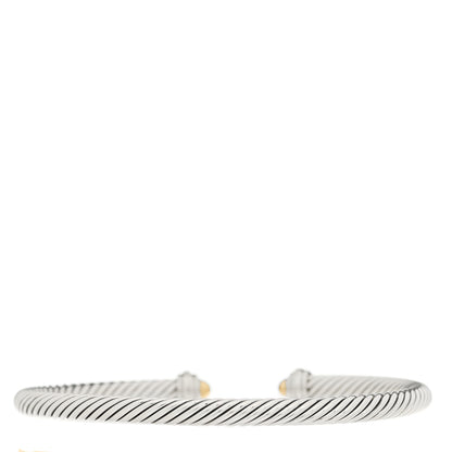 David Yurman Sterling Silver 18K Yellow Gold Diamond 4mm Dome Cable Classics Bracelet 2 of 3