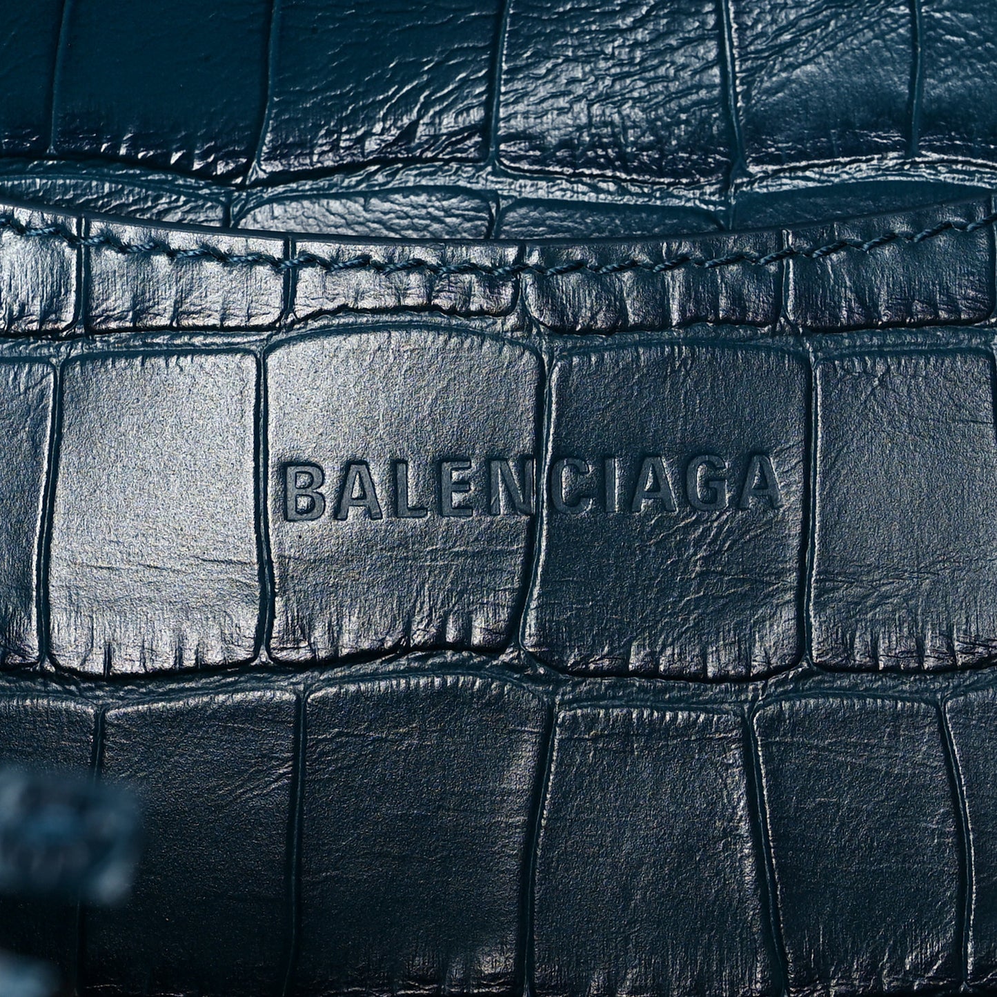 Calfskin Crocodile Embossed Neo Classic Silver Hardware Medium City Dark Petrol Blue